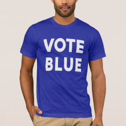 Bold Vote Blue white text on blue political T-Shirt