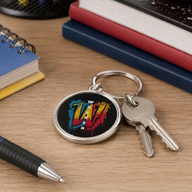 Bold Walker Name Graffiti Street Art Splatter Keychain (Creator Uploaded)