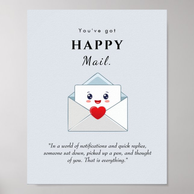 Bold Wall Art Poster | happy mail (Modern Script) (Front)