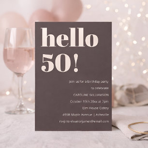 Bold Warm Brown Modern Chic 50th Birthday Party Invitation