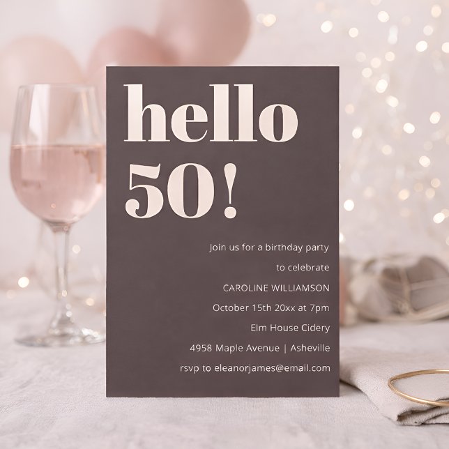 Bold Warm Brown Modern Chic 50th Birthday Party Invitation (Creator Uploaded)