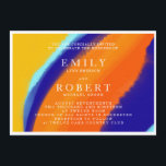 Bold Waterclor Orange and Blue Wedding Invitation<br><div class="desc">This bold wedding invitation will surely be noticed -  bold colors and artful background will be great to send to your guests. Just personalize it  and add other items from this wedding stationery suite. https://www.zazzle.com/collections/artfully_bold_wedding-119855366147594099</div>
