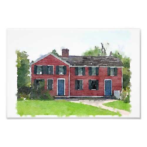 Bold Watercolor Colonial House Architecture Print