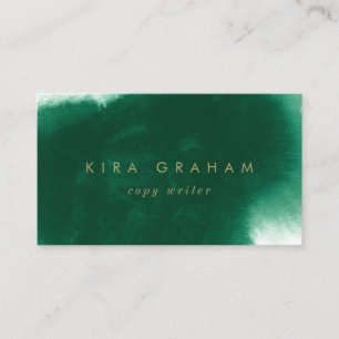 bold watercolor emerald writer business card