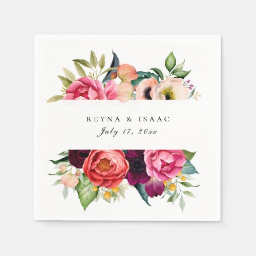 Bold Watercolor Floral Bouquet Napkins