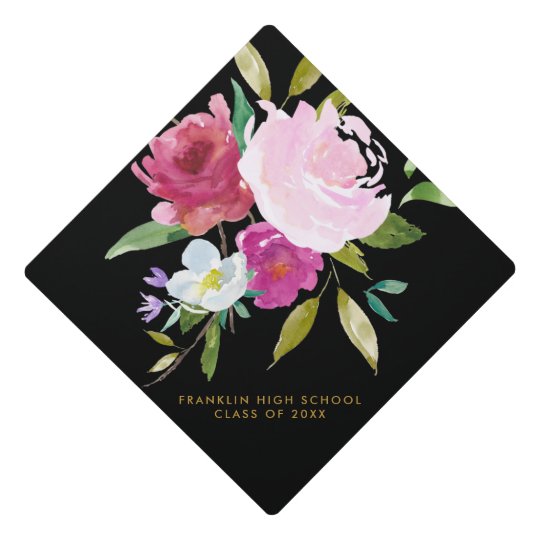 bold watercolor floral graduation