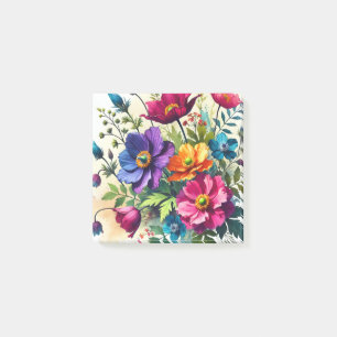 Bold Watercolor Floral Post-it Notes