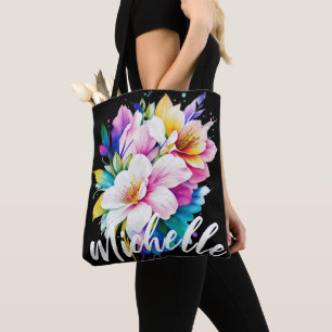 Bold Watercolor Floral Tote Bag