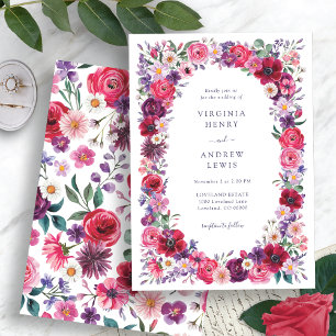 Bold Watercolor Floral Wedding Invitation