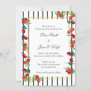Bold Watercolor Pomegranate Wedding Invitations