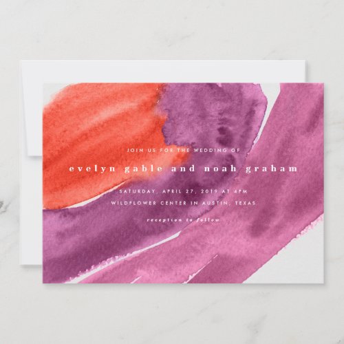 Bold Watercolor Purple Wedding Invitation