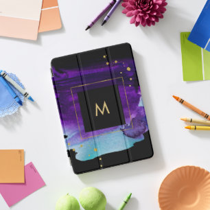 Bold Watercolor Splash with Faux Gold Look Accents iPad Pro Cover