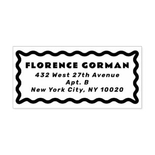 Bold Wavy Frame Return Address Rubber Stamp