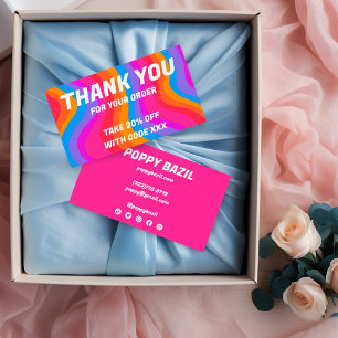 Bold Wavy Rainbow Order Thank You Discount Social Business Card