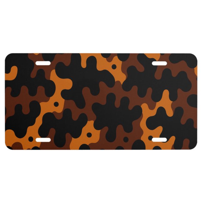 Bold Wavy Tortoiseshell Camo Pattern Car License Plate (Front)