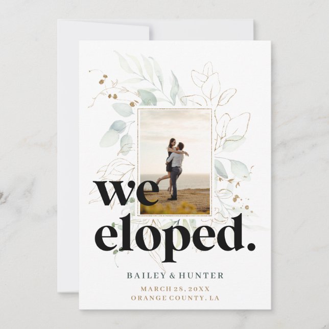 Bold We Eloped Post-Wedding Botanical Announcement (Front)