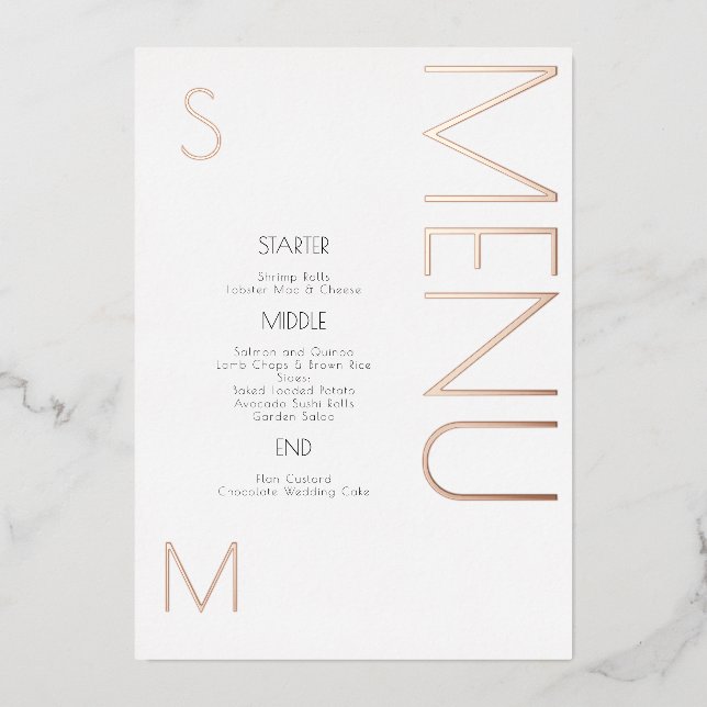 Bold Wedding Pressed Day of Menu Cards (Front)