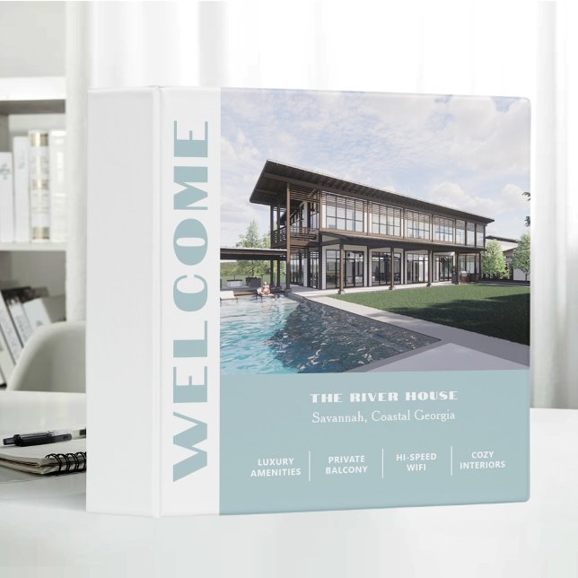 Bold Welcome Scrip Elegant Vacation Rental Guest 3 Ring Binder (Creator Uploaded)