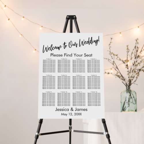 Bold Welcome Wedding Reception Seating Chart Foam Board