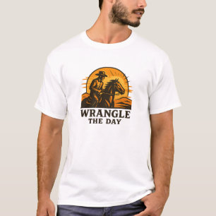 Bold Western Horseback Sunrise Graphic T-Shirt