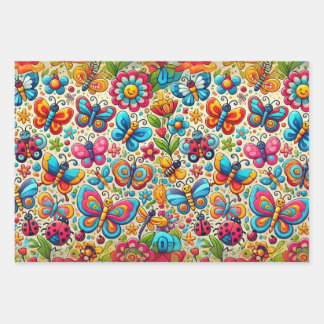 Bold & Whimsical Butterfly Garden Wrapping Paper Sheets
