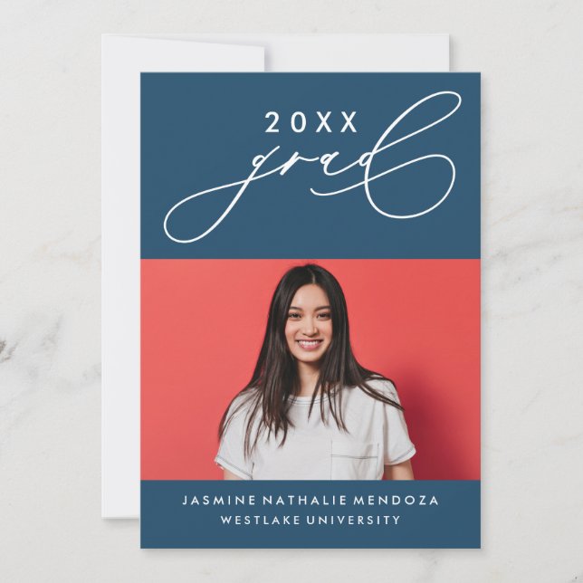 BOLD WHIMSICAL CALLIGRAPHY GRADUATION INVITATION (Front)