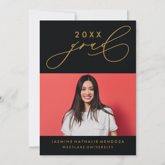 BOLD WHIMSICAL CALLIGRAPHY GRADUATION INVITATION (Front)