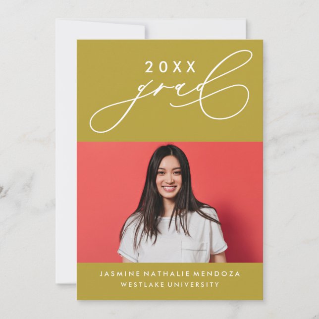 BOLD WHIMSICAL CALLIGRAPHY GRADUATION INVITATION (Front)