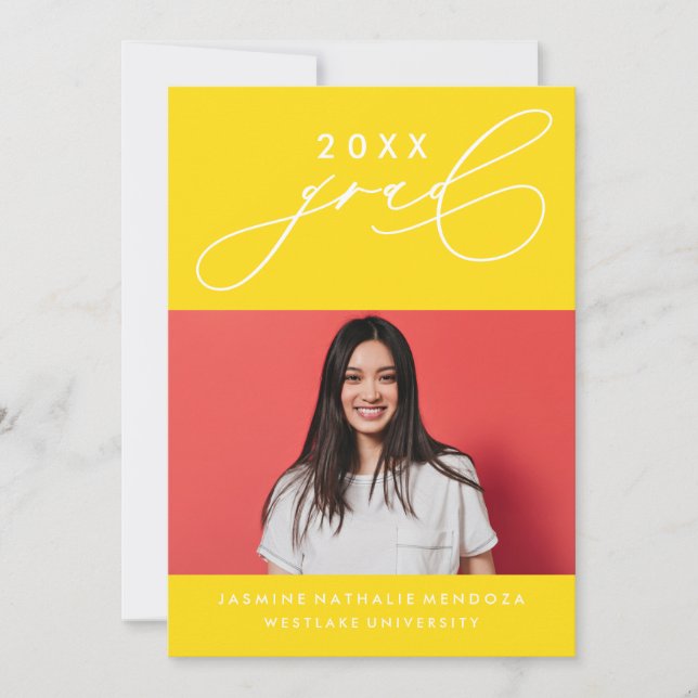 BOLD WHIMSICAL CALLIGRAPHY GRADUATION INVITATION (Front)