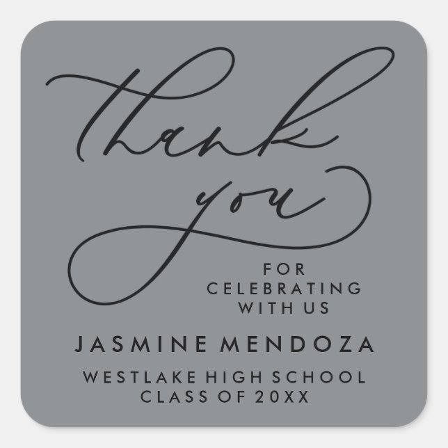 BOLD WHIMSICAL CALLIGRAPHY THANK YOU STICKER (Front)