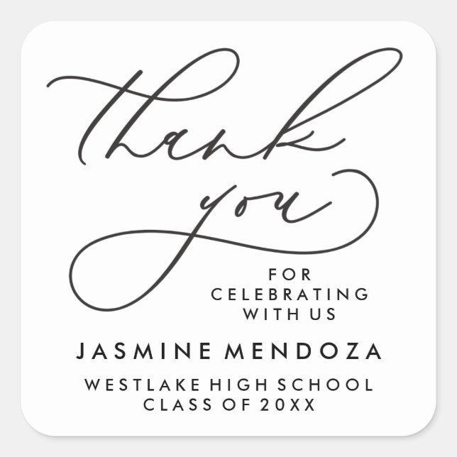 BOLD WHIMSICAL CALLIGRAPHY THANK YOU STICKER (Front)