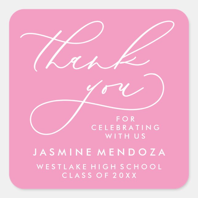 BOLD WHIMSICAL CALLIGRAPHY THANK YOU STICKER (Front)