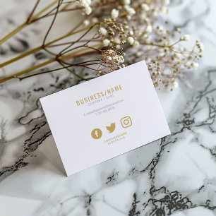 Bold white and gold social icons business card