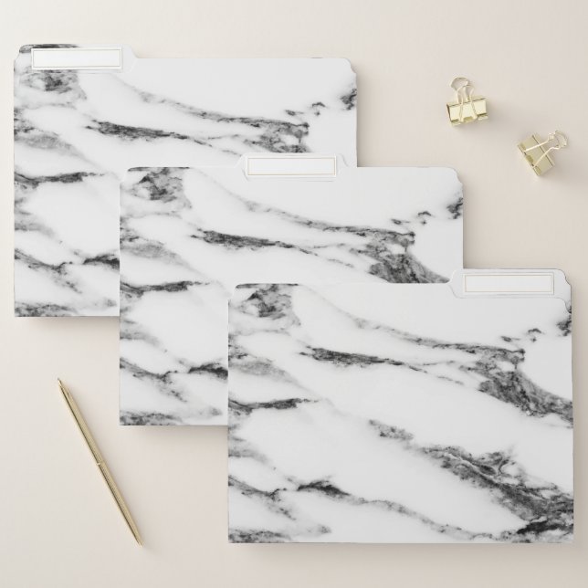 Bold white and gray marble closeup file folder (Set)