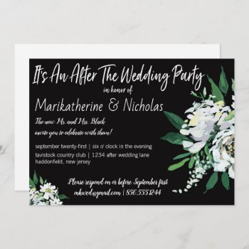Bold White Flowers After Wedding Party Invitation by PetitePaperie at Zazzle