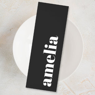 Bold White Monogram Black Bookmarks