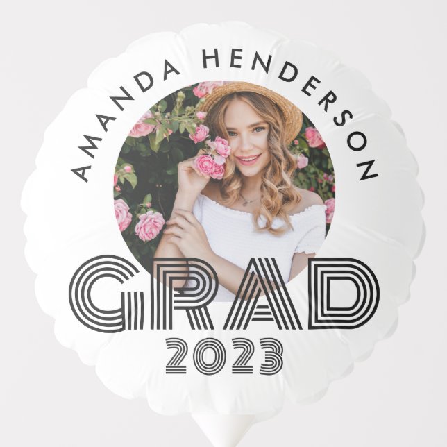 Bold White Photo Graduation Balloon (Front)
