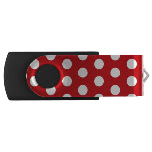 Bold White Polka Dots on Red Flash Drive