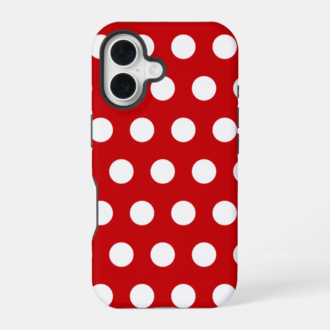 Bold White Polka Dots on Red iPhone Case (Back)
