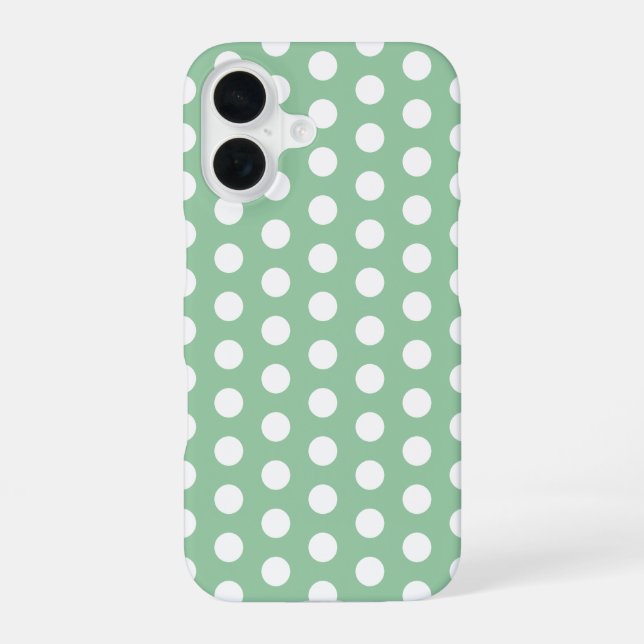 Bold White Polka Dots on Sage Green  iPhone Case (Back)