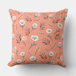 Bold White Poppies on Red Throw Pillow