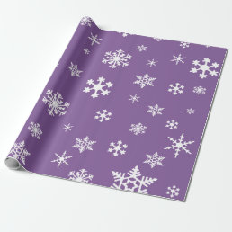Bold White Snowflakes on Dusty Purple Holiday Wrapping Paper