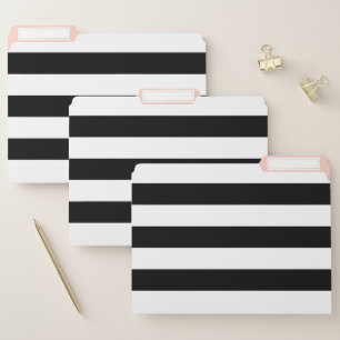 Bold White Stripe over Custom Color Black File Folder