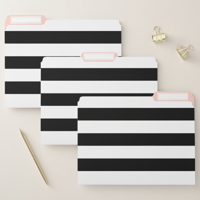 Bold White Stripe over Custom Color Black File Folder (Set)