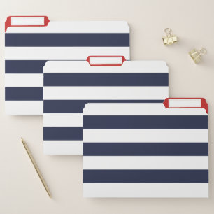 Bold White Stripe over Custom Color Navy Blue File Folder