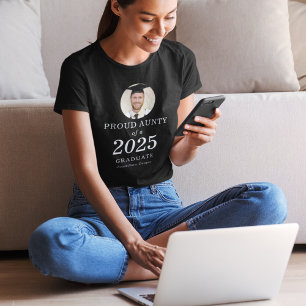 Bold White Text Photo Proud Aunty of 2025 Graduate T-Shirt