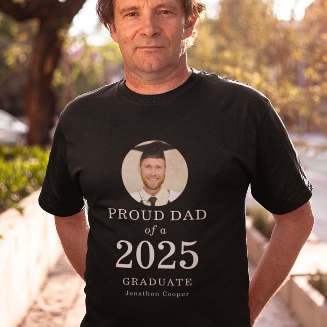 Bold White Text Photo Proud Dad of 2025 Graduate T-Shirt (Creator Uploaded)