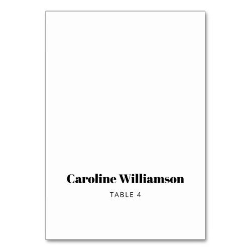 Bold White Typography Custom Table Place Card