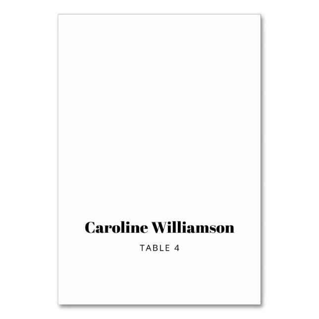 Bold White Typography Custom Table Place Card (Front)