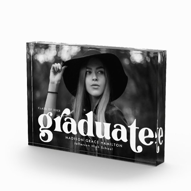 Bold White Typography Graduation Photo Block (Right)